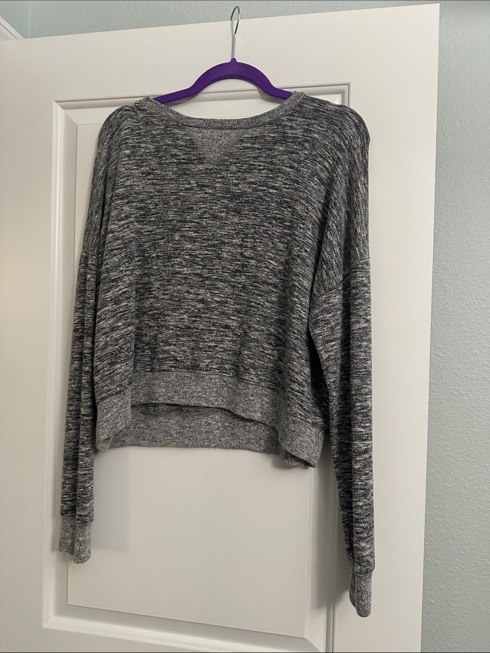 Cozy Marled Gray Cropped Sweater